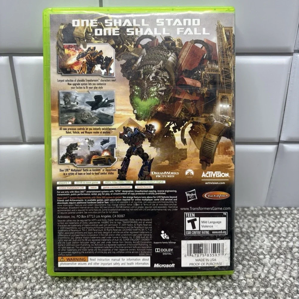 Transformers Revenge of The Fallen Microsoft Xbox 360 Game Tested Works Comp